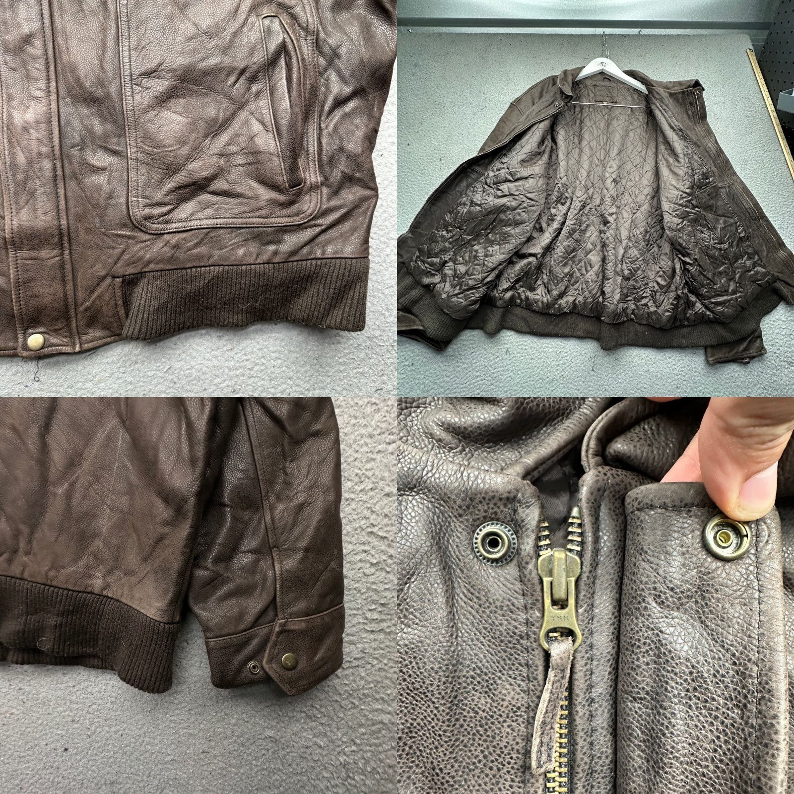 Cherokee VINTAGE Cherokee Leather Jacket Mens 2XL Brown Quilted Lined Bomber Rider Jacket Mens Brown Leather Quilted Lined Bomber Rider XX L used Size US XXL / EU 58 / 5 - 8 Thumbnail