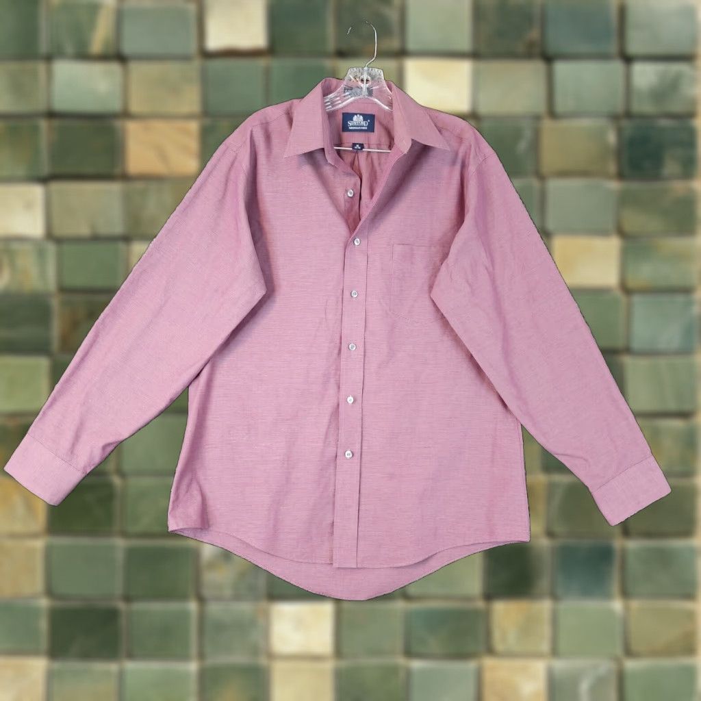 Stafford VINTAGE Stafford Mens Long Sleeve Dress Shirt Size 16 Maroon Purple Size US L / EU 52-54 / 3 - 1 Thumbnail