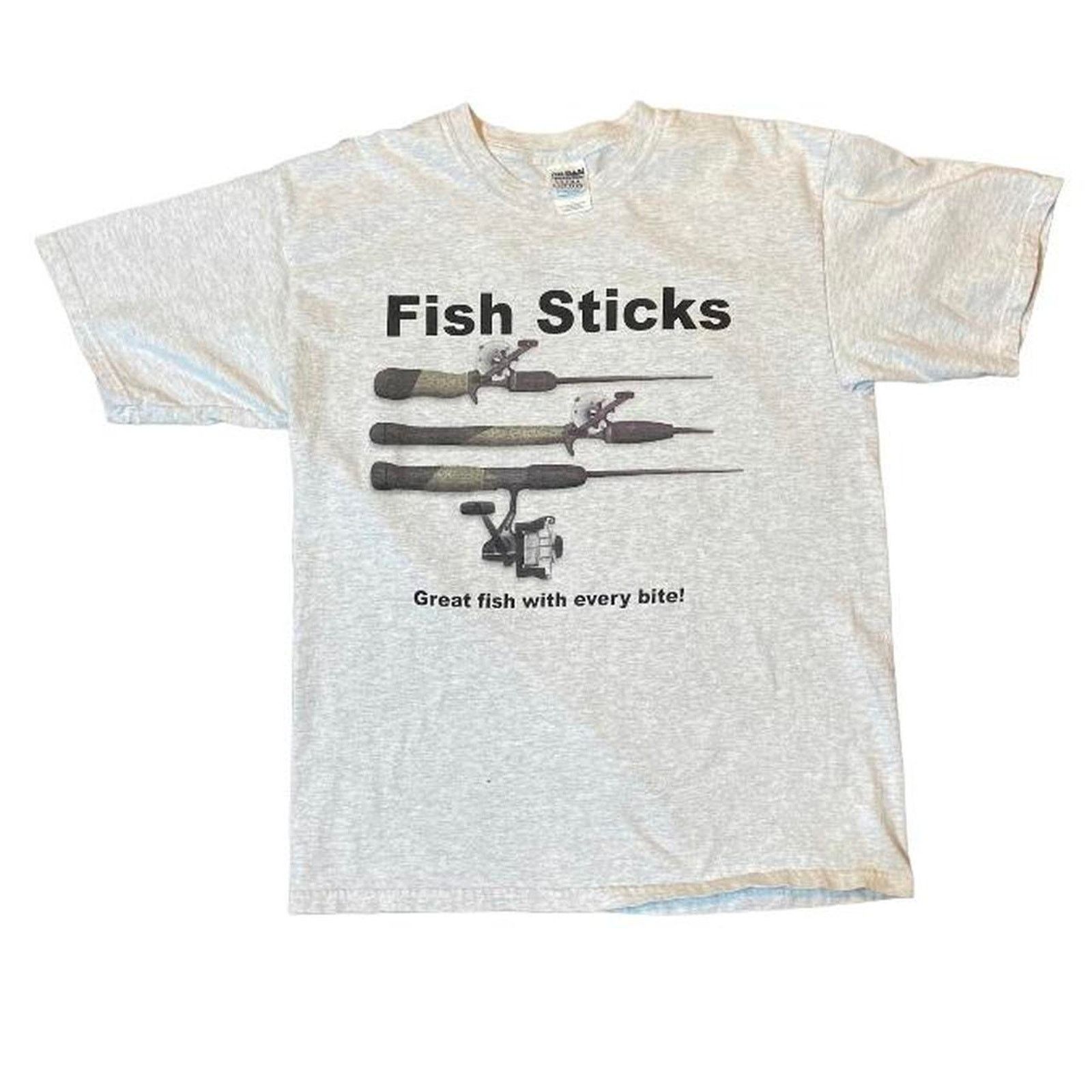 Gildan 90s grey fishing tee shirt Size US L / EU 52-54 / 3 - 1 Thumbnail