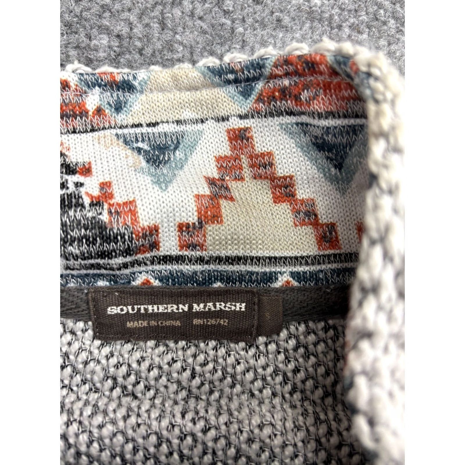 Roper VINTAGE Southern Marsh Pawleys Rope Sweater Men's S Gray Pullover Mock Neck Button Size US S / EU 44-46 / 1 - 2 Thumbnail