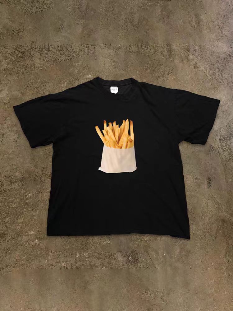 Vintage Street Fries Print Short Sleeve T Shirt Black Size US S / EU 44-46 / 1 - 2 Thumbnail