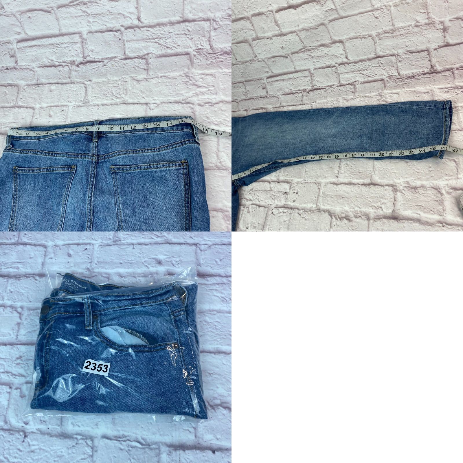 Old Navy Old Navy Perfect Straight Jeans Womens 12 Mid-Rise Medium Wash Blue Stretch Denim Size 34" / US 12 / IT 48 - 8 Thumbnail