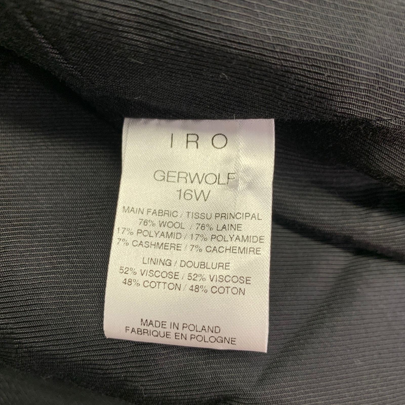 Iro Gerwolf Black White Herringbone Wool Blend Notch Lapel Coat Size US L / EU 52-54 / 3 - 6 Thumbnail