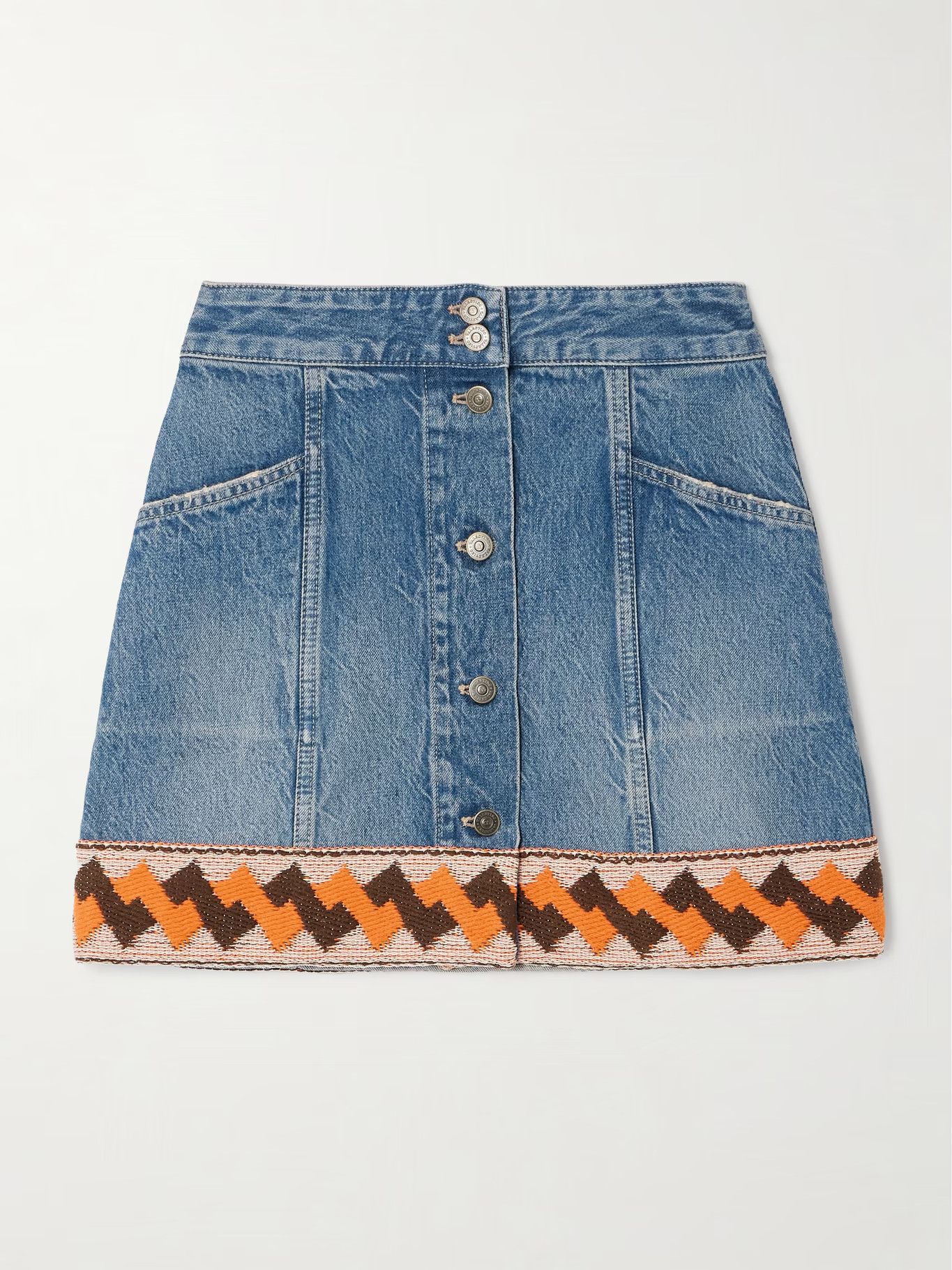 Valentino o1y0326 Denim Mini Skirt in Blue Size 28" / US 6 / IT 42 - 1 Thumbnail