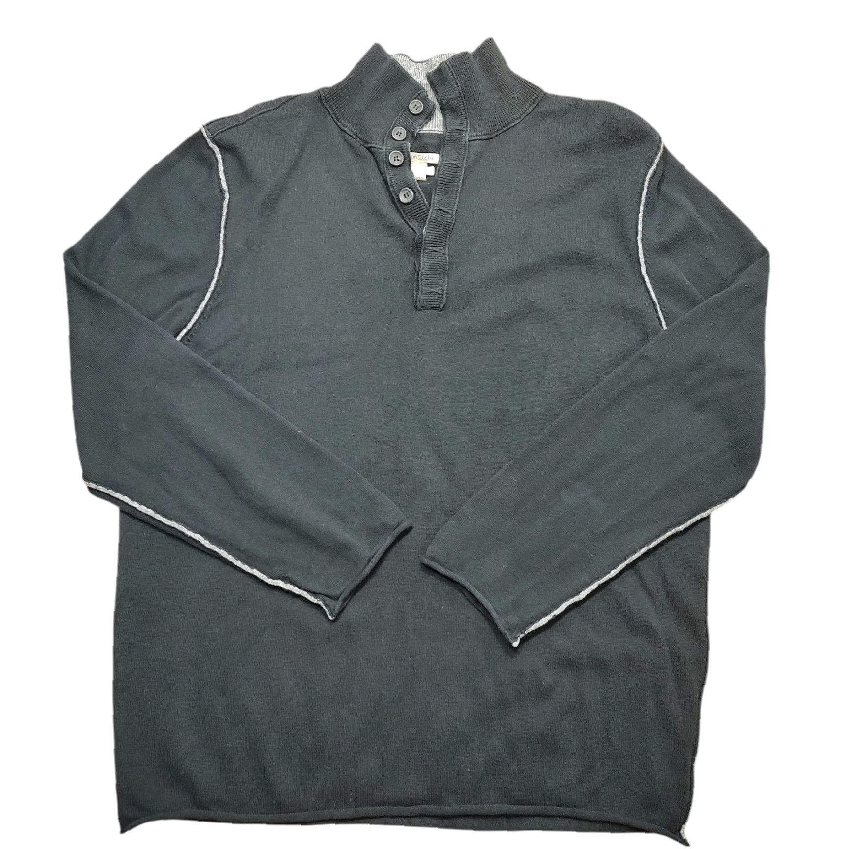 Carbon2Cobalt carbon2cobalt Sweater Mens Large Black Cashmere Blend Pullover Henley Gloaming Size US L / EU 52-54 / 3 - 2 Thumbnail