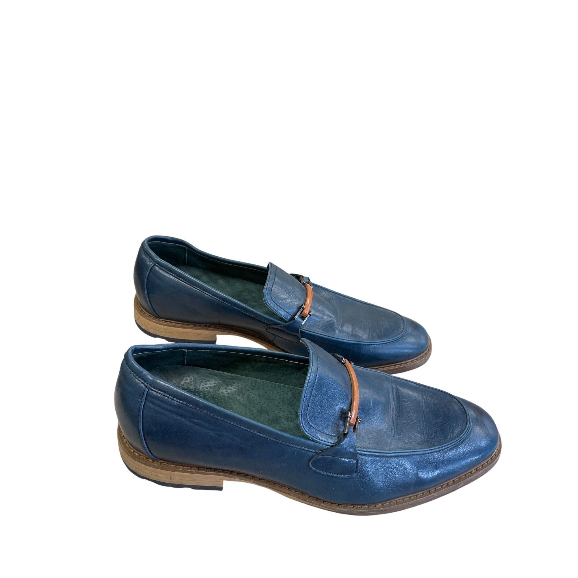 Other Todd Welsch Mens Blue Slip-On Faux Leather Loafers Size 12D Size US 12 / EU 45 - 4 Thumbnail