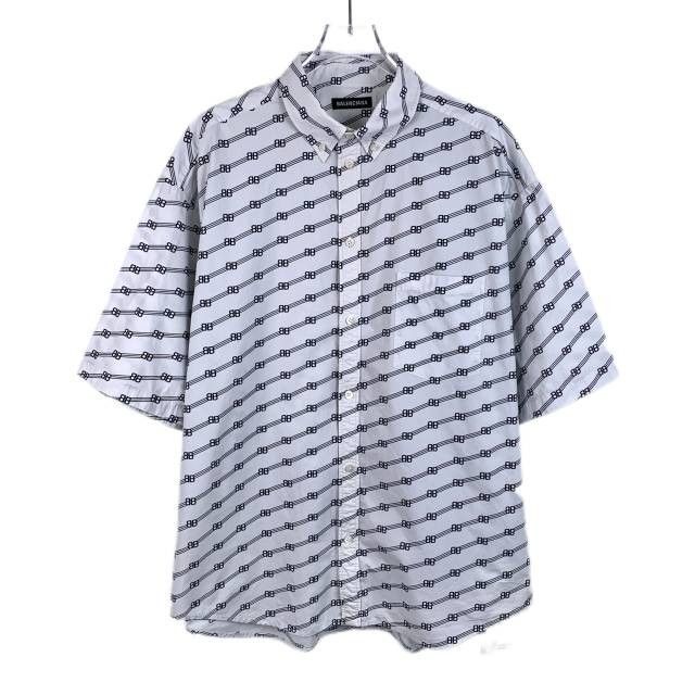 Balenciaga Balenciaga Logo Print Short-Sleeve Shirt White Cotton Size 3 Size S / US 4 / IT 40 - 1 Thumbnail