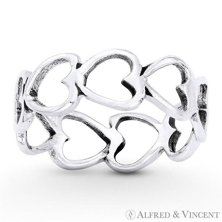 Other Multi-Heart Charm Ring Eternity Band in .925 Sterling Silver Size ONE SIZE - 1 Preview