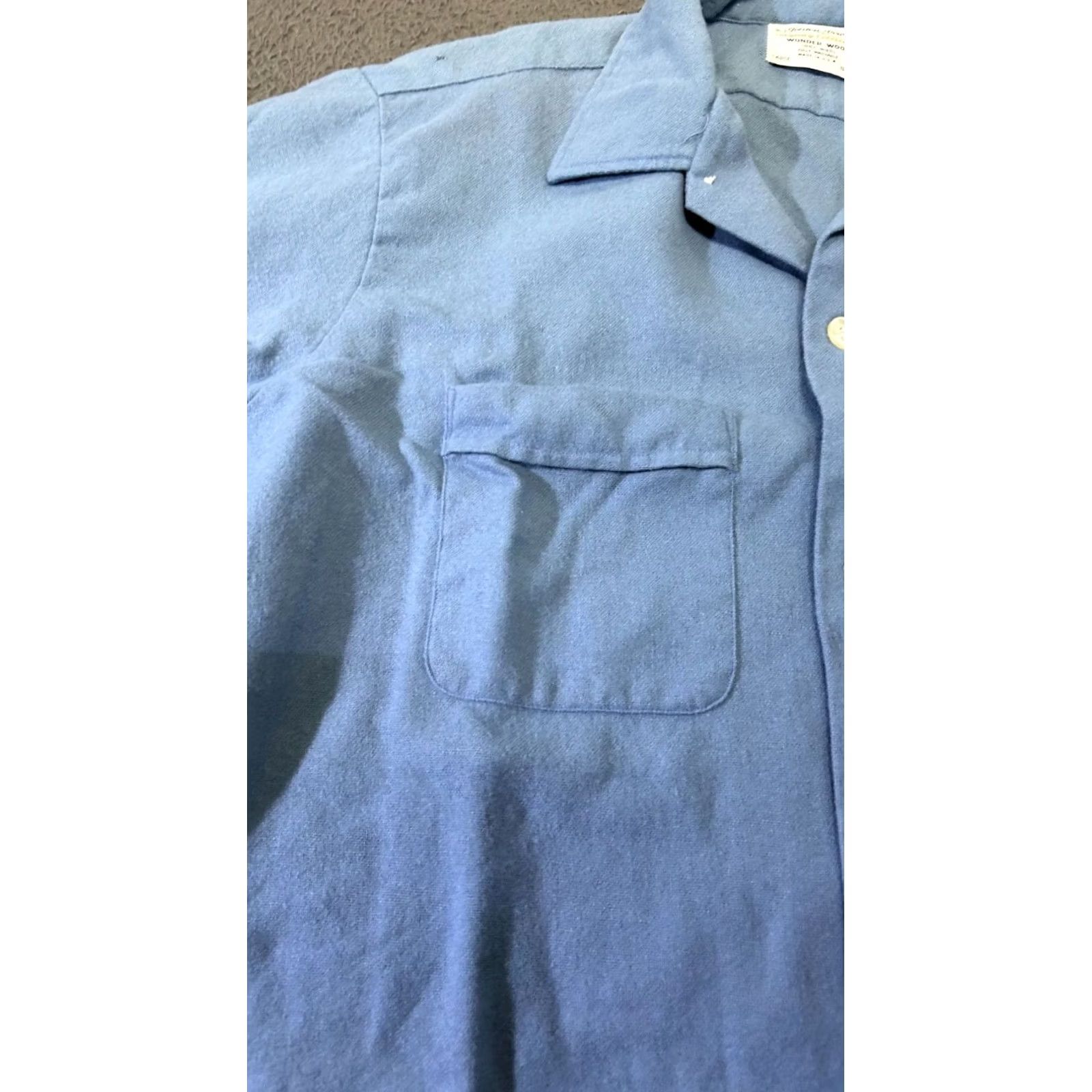 Arrow VINTAGE Golden Arrow Regency Collection Blue Wonder Wool Shirt Mens LG L 16-16.5 Size US L / EU 52-54 / 3 - 3 Thumbnail