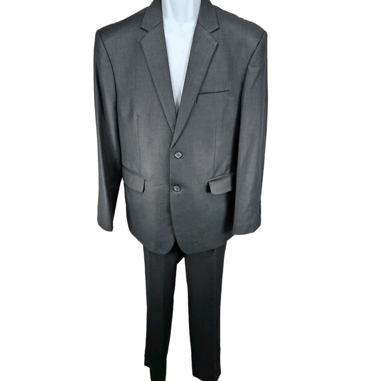 Vintage Unbranded Grey Full Pant Suit 2 Piece Set Notch Jacket 2 Button Double-Vented 40S 33x28 Mens Size 40R - 1 Thumbnail