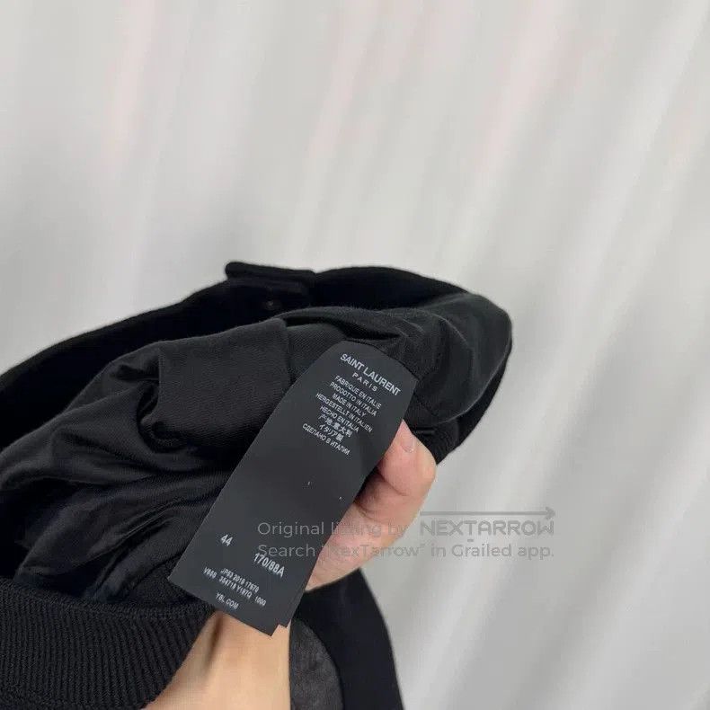 Saint Laurent Paris Saint Laurent Black Wool Leather Trim Bomber Jacket. Size US L / EU 52-54 / 3 - 6 Thumbnail