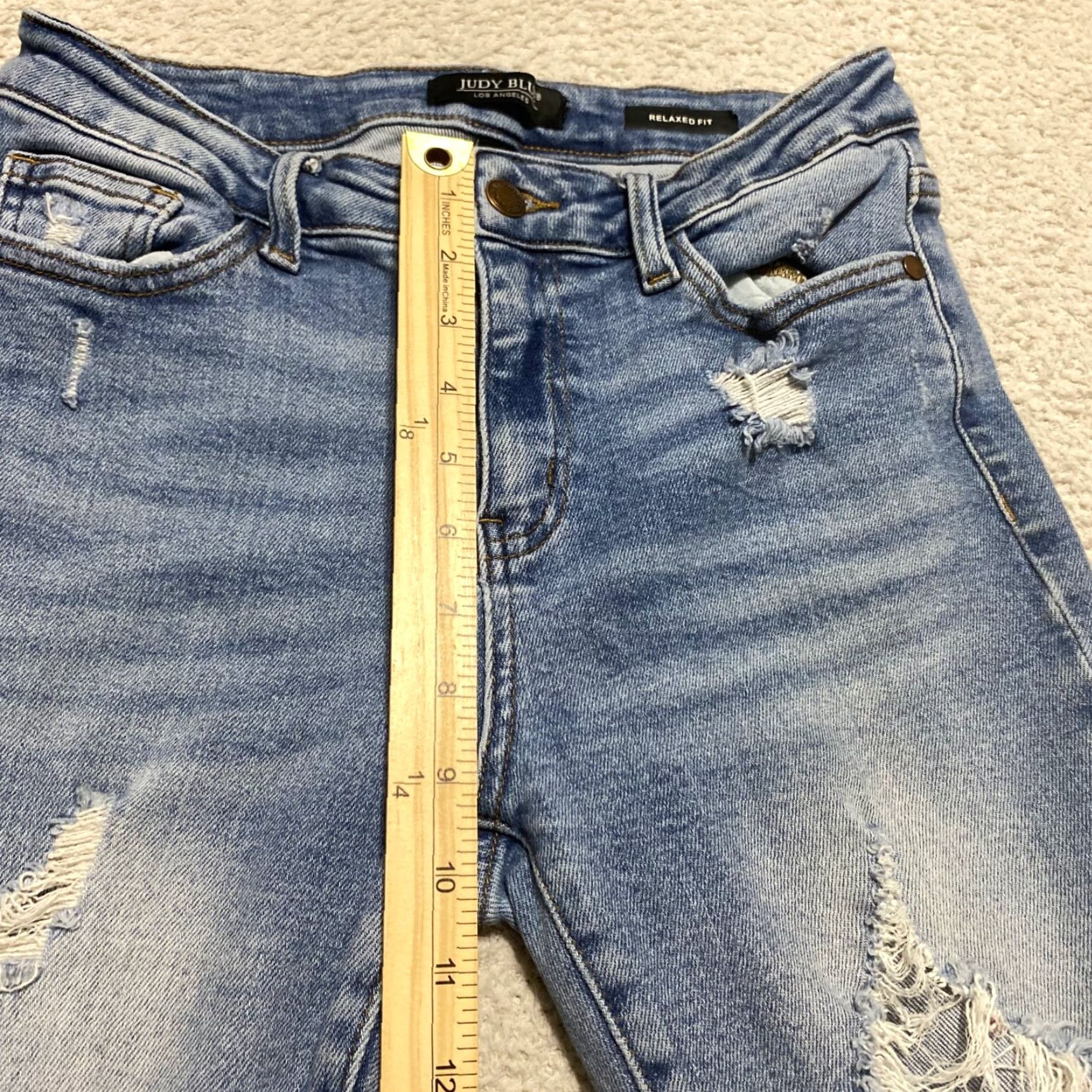 Denime Judy Blue Jeans Womens Jeans Distressed 5-Pocket Skinny Mid Rise Blue Denim Distress Size 34" / US 12 / IT 48 - 4 Thumbnail