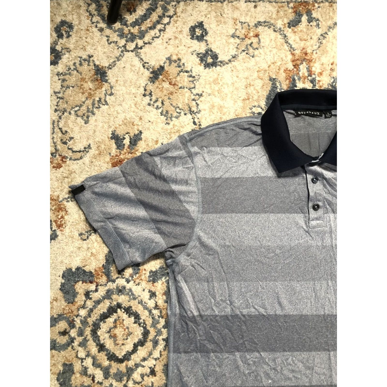 Vintage Devereux Polo Shirt Mens Large Gray Stripe Short Sleeve Golf Performance Shirt Size US L / EU 52-54 / 3 - 3 Thumbnail