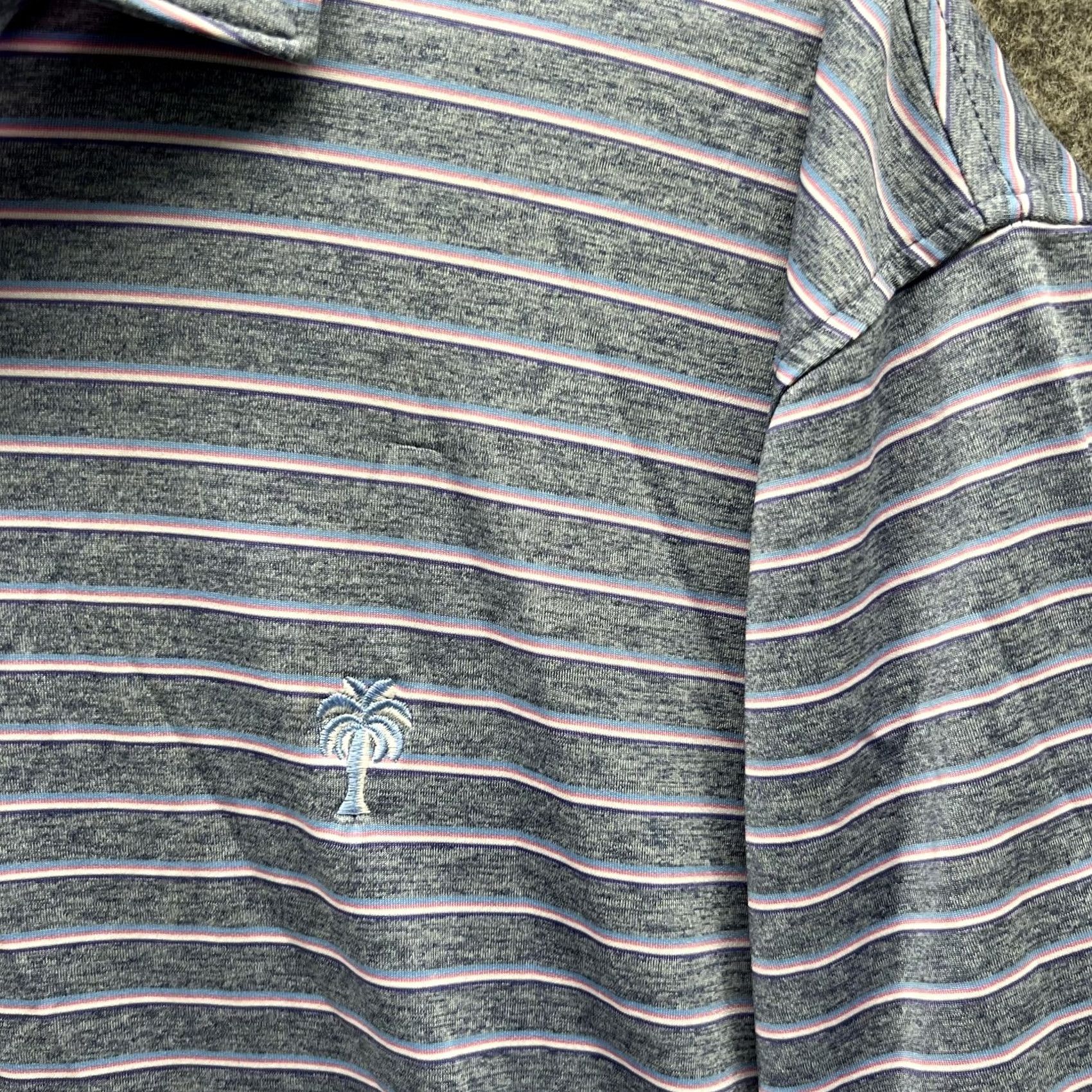 johnnie-O johnnie-O Polo Shirt Men XL Gray Striped Casual Polyester Logo Golf Stretch Shirt Size US XL / EU 56 / 4 - 4 Thumbnail