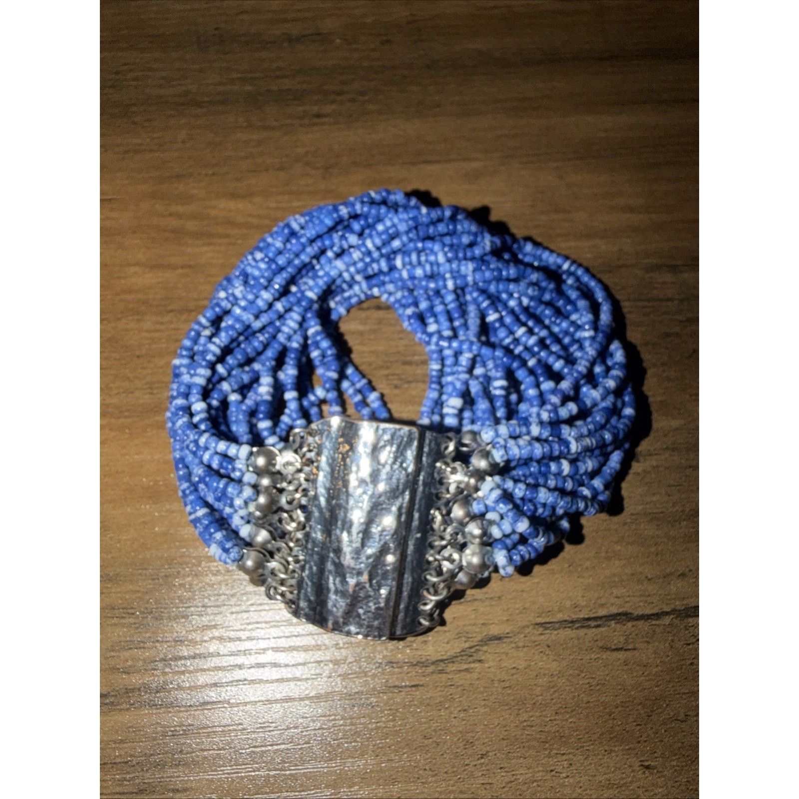 The Unbranded Brand ERMISH Blue Beaded Stretch Bracelet Magnetic Clasp Size ONE SIZE - 8 Thumbnail