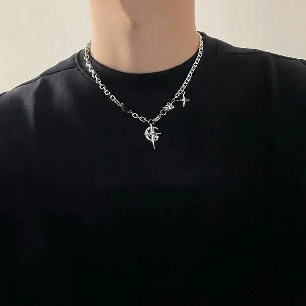 Jewelry Black Crystal Star Light Moon Chain Necklace Size ONE SIZE - 7 Thumbnail