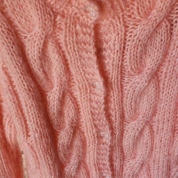 Vintage Vintage Handmade Cable Knit Light Pink Button-down Sz. L Swe Size L / US 10 / IT 46 - 3 Thumbnail