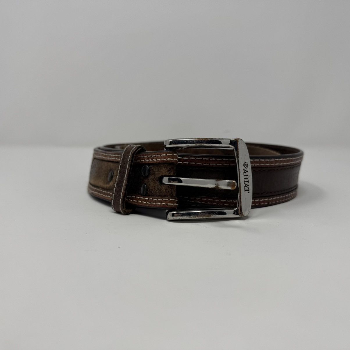 Ariat Ariat Men's 46 Brown Leather Belt Western Cowboy FLAWS Size 46 - 1 Thumbnail