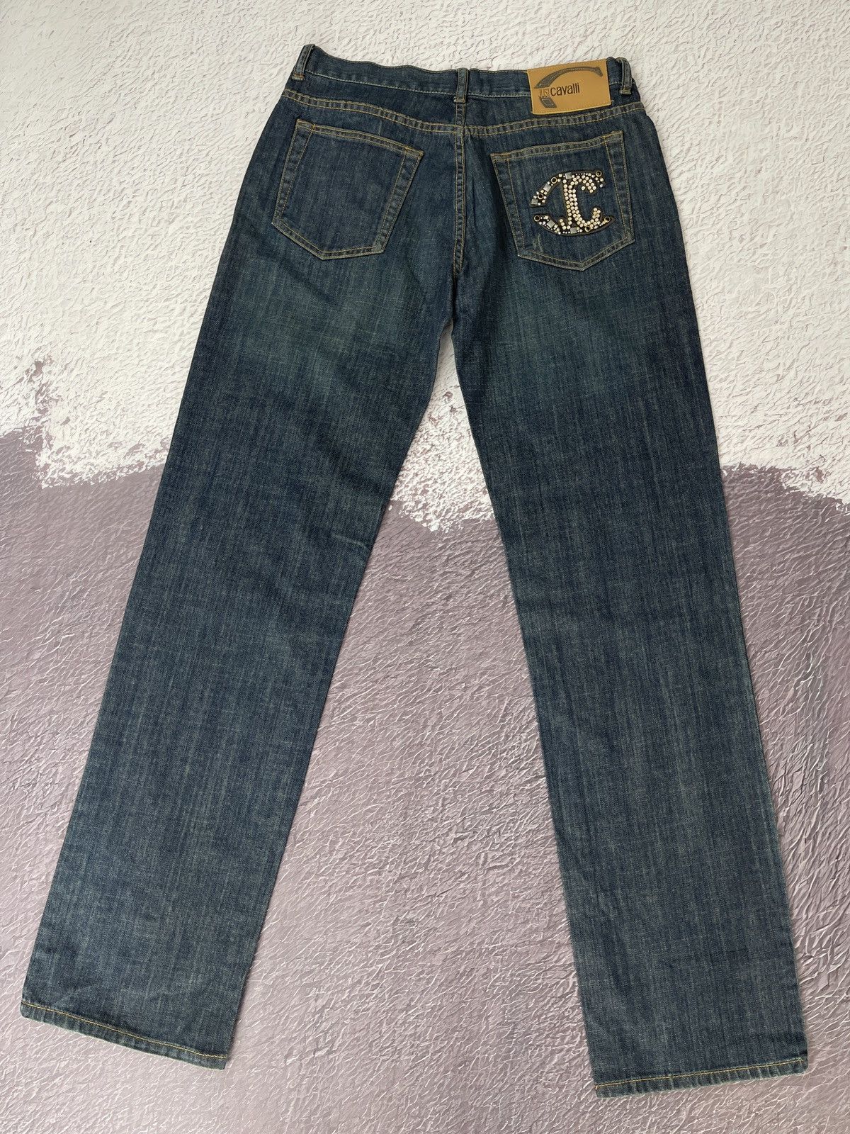 Just Cavalli Roberto Just Cavalli Crystals rhinestones logo denim jeans Size US 32 / EU 48 - 1 Thumbnail