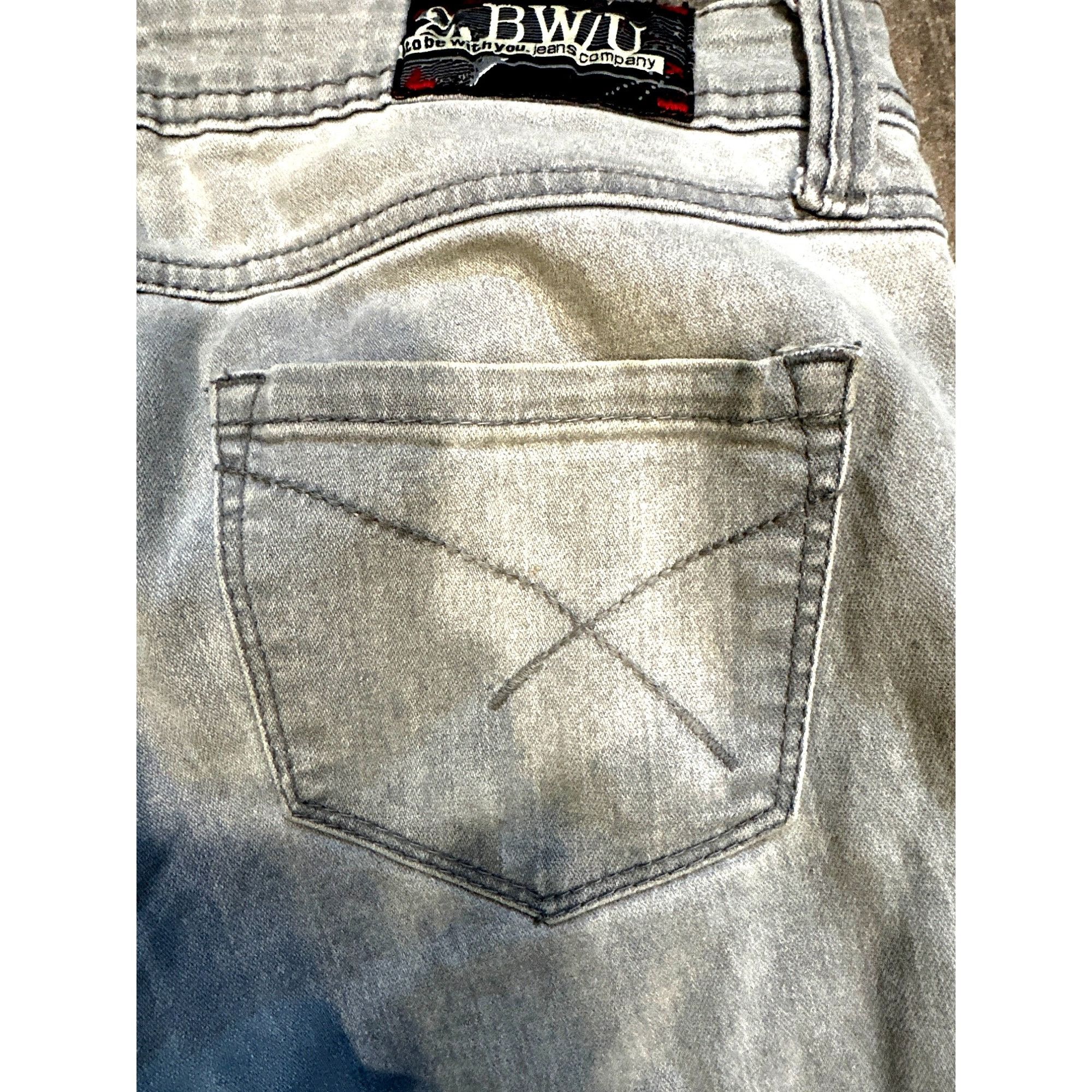 Other 2BWYU Size 3 Gray Skinny Jeans X Embroidered Pockets Y2K Fes Size 28" / US 6 / IT 42 - 5 Thumbnail