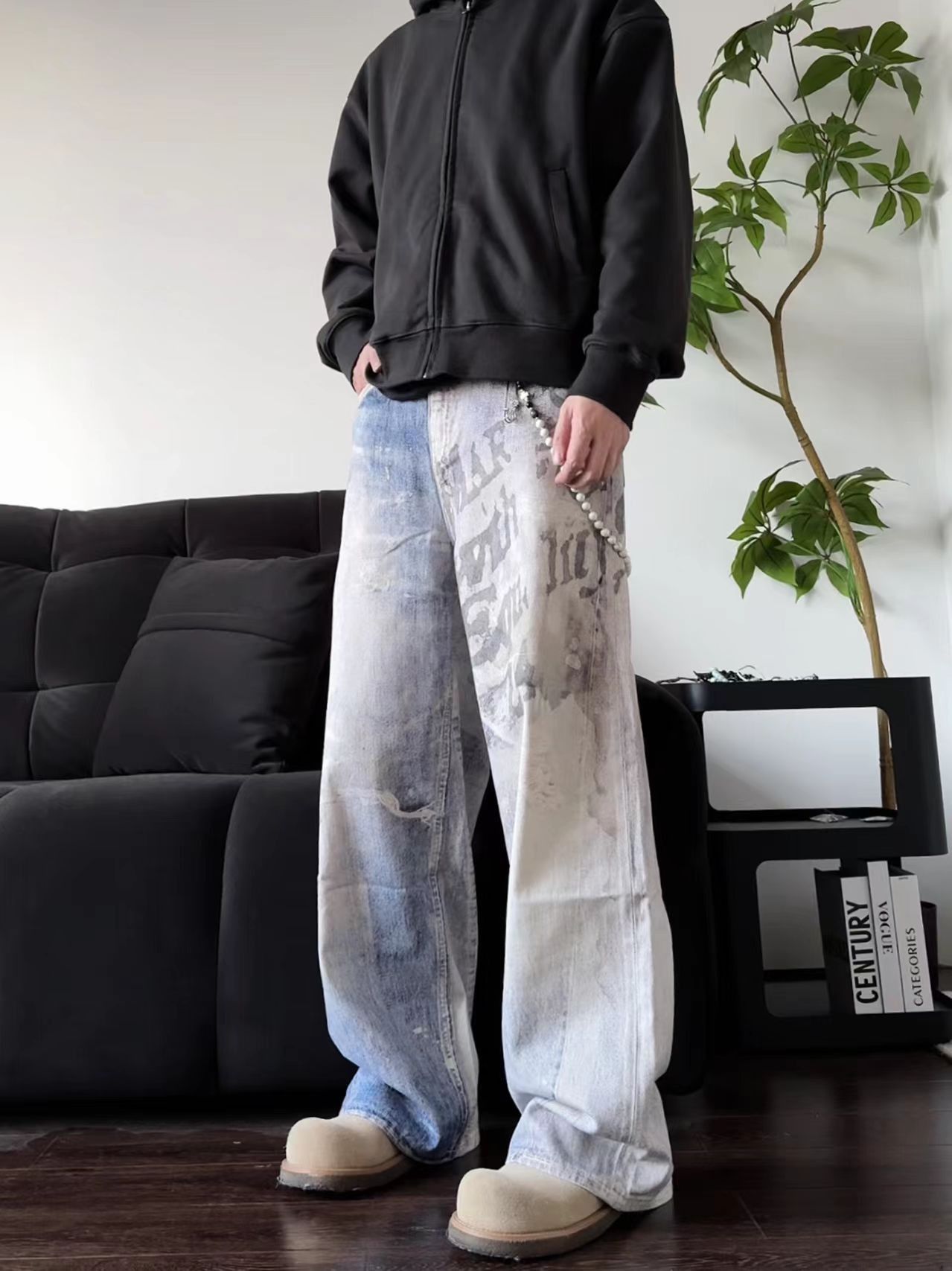 Japanese Brand × Vintage Vintage 3D letter print street wash faded loose jeans Size US 31 - 2 Thumbnail