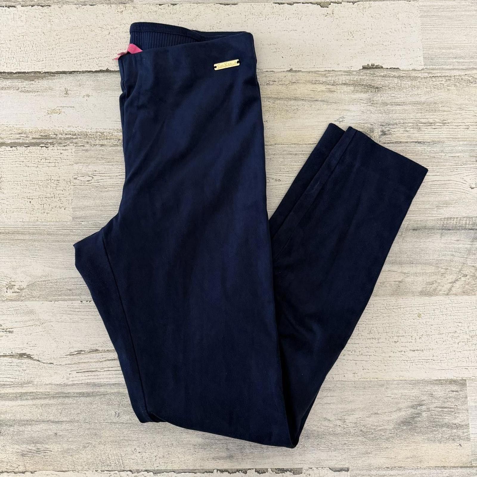 Designer Navy blue velour Lily Pulizter Leggings Size 32" / US 10 / IT 46 - 1 Thumbnail