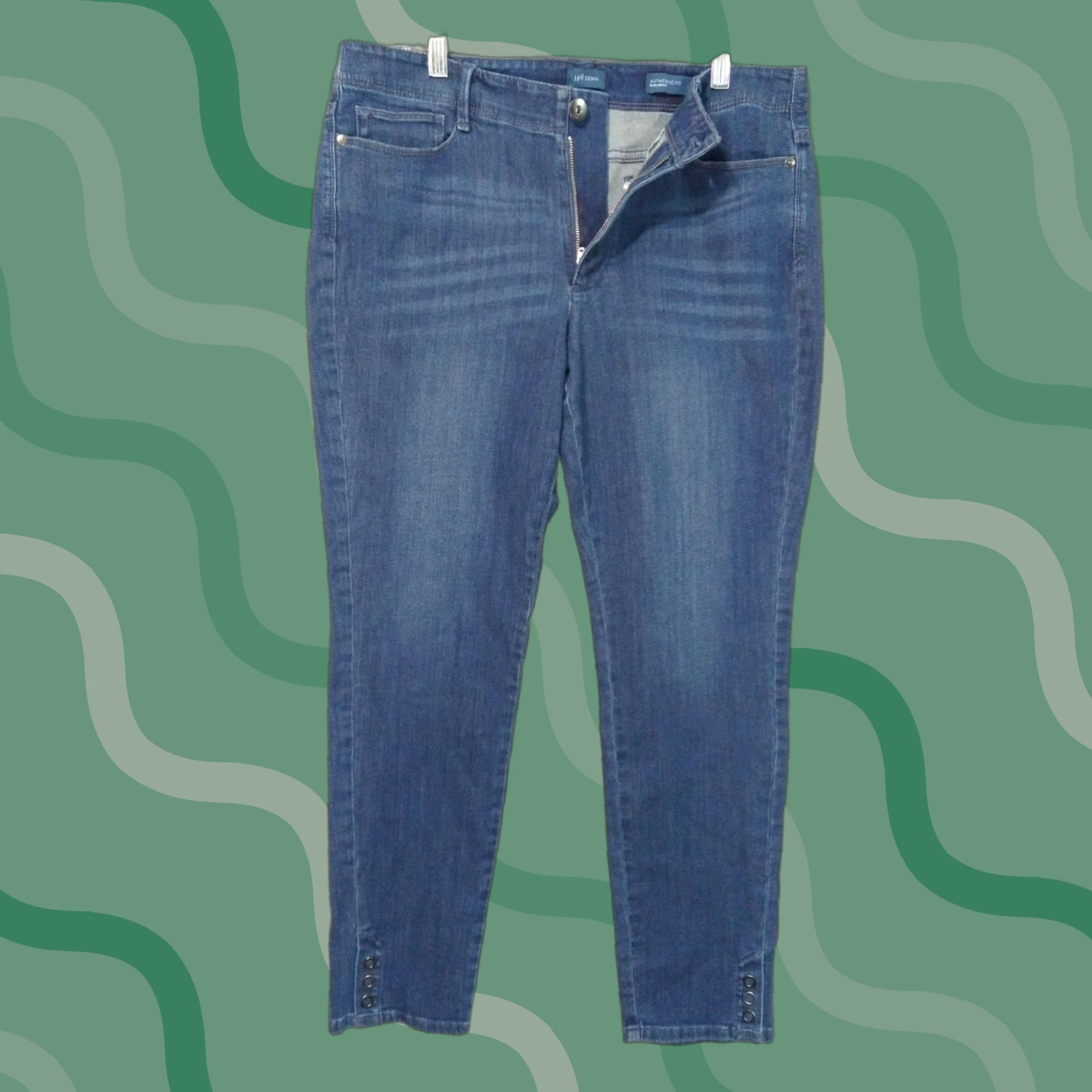 J. Jill J Jill Jeans Womens 12 Blue Denim Authentic Fit Slim Ankle Stretch Mid Rise Size 34" / US 12 / IT 48 - 1 Thumbnail