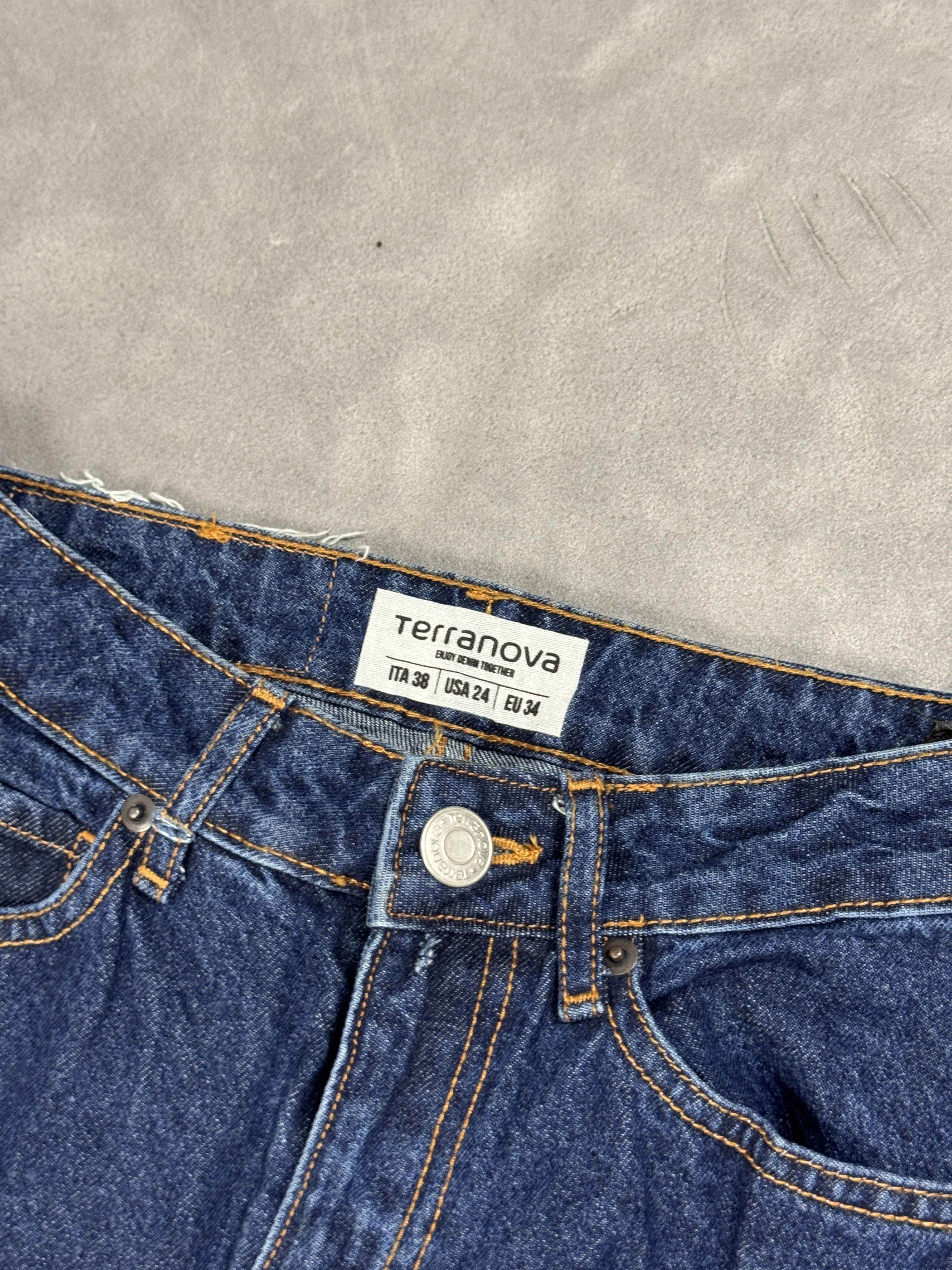 Vintage Custom 2-in-1 Distressed Washed Denim Jeans (S) y2k 90s Size 27" / US 4 / IT 40 - 6 Thumbnail
