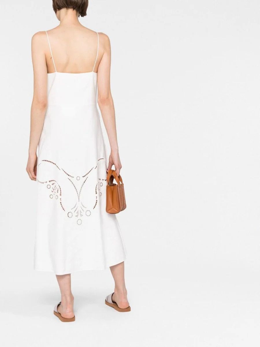 Chloe o1loc1c10425 Lingerie Midi Dress in Iconic Milk Size M / US 6-8 / IT 42-44 - 4 Thumbnail