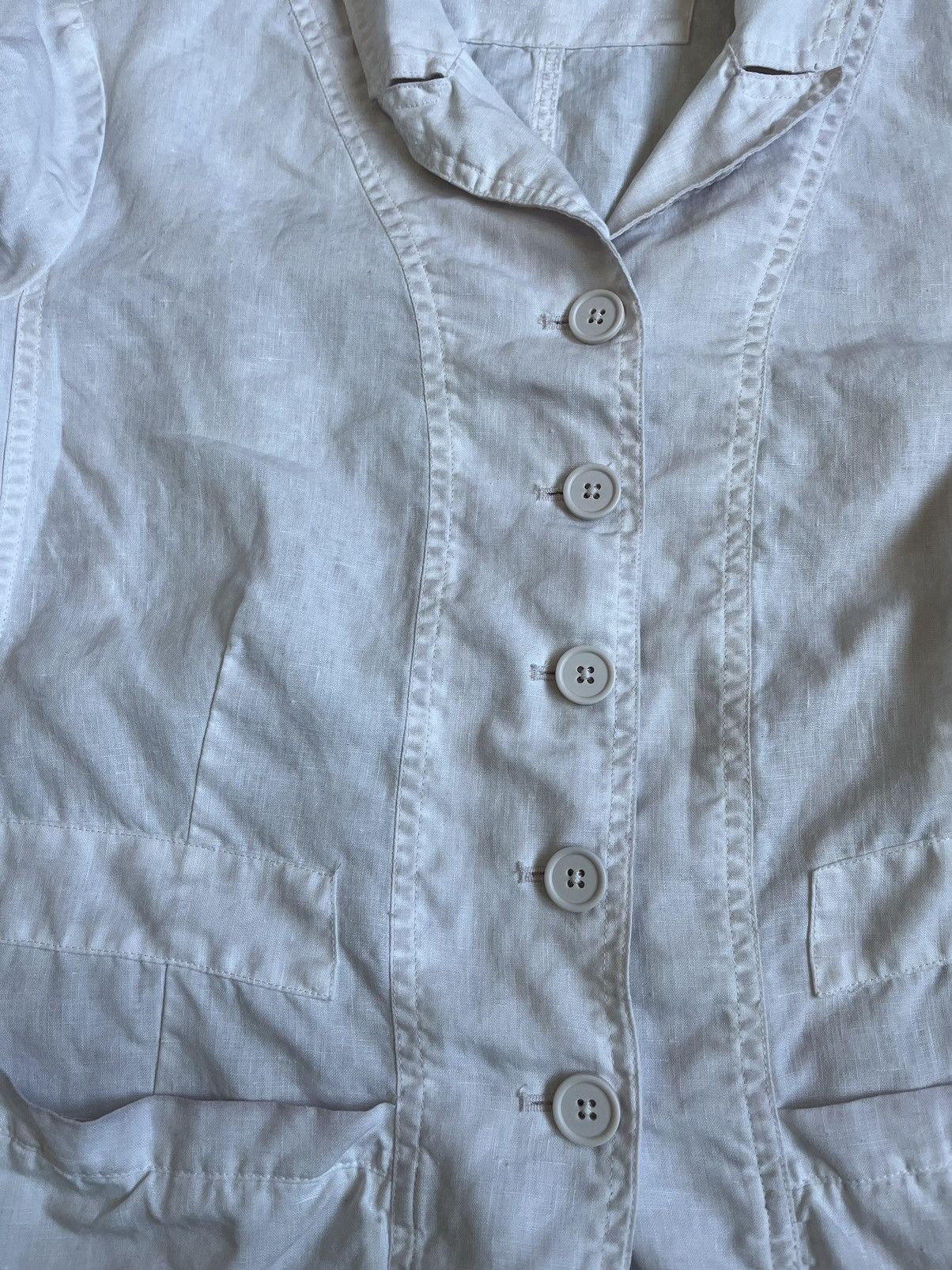 Black Label × Rundholz RUNDHOLZ Black Label Women White Linen Faded Pocket Blazer Size M / US 6-8 / IT 42-44 - 6 Thumbnail