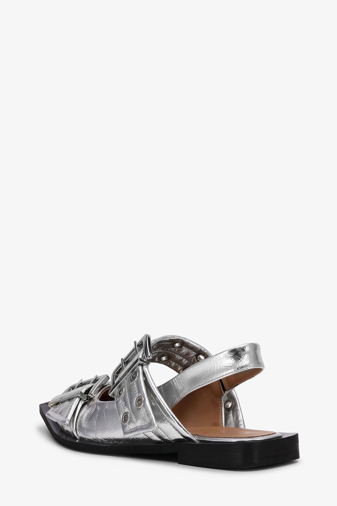 Ganni o1s22i1n0525 Slingback Ballet Flats in Silver Size US 7 / IT 37 - 3 Thumbnail