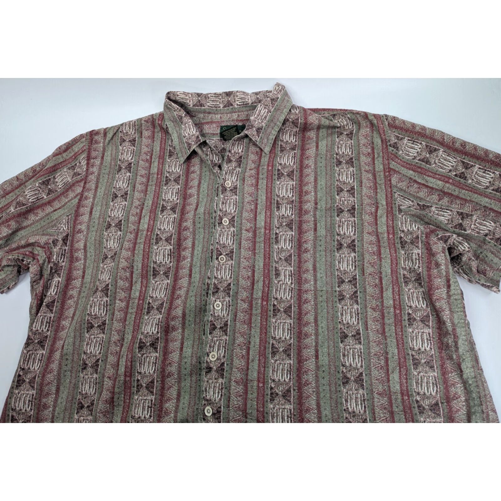 Vintage VINTAGE Scandia Woods Southwest Tribal Aztec Striped Island Camp Shirt Men's 2XL Red Cotton Button-Up Short Sleeve Casual Aztec Pattern Size US XXL / EU 58 / 5 - 2 Thumbnail