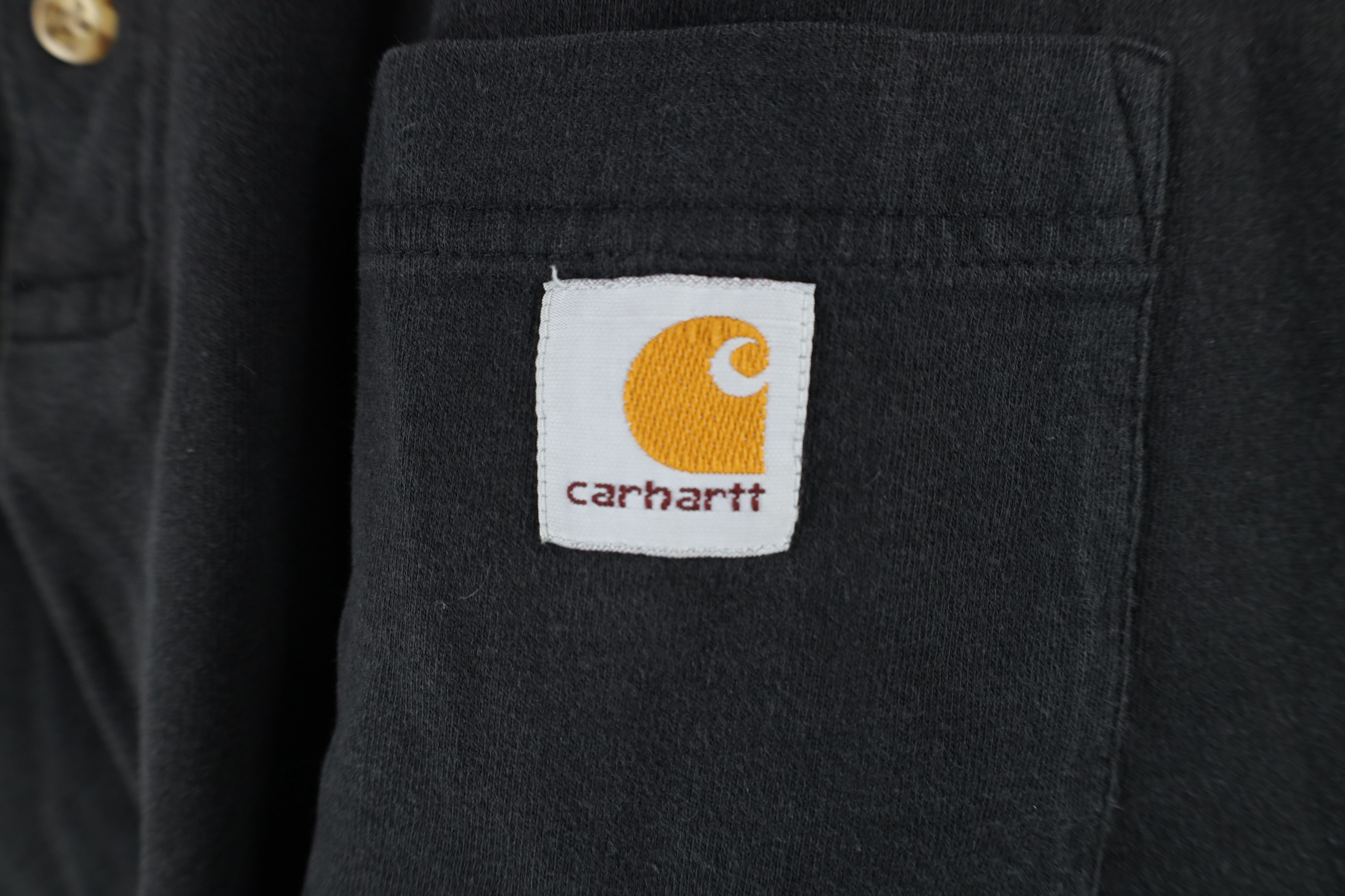 Carhartt × Vintage Vintage 90s Carhartt Spell Long Sleeve Henley T-Shirt Black Size US XL / EU 56 / 4 - 4 Thumbnail