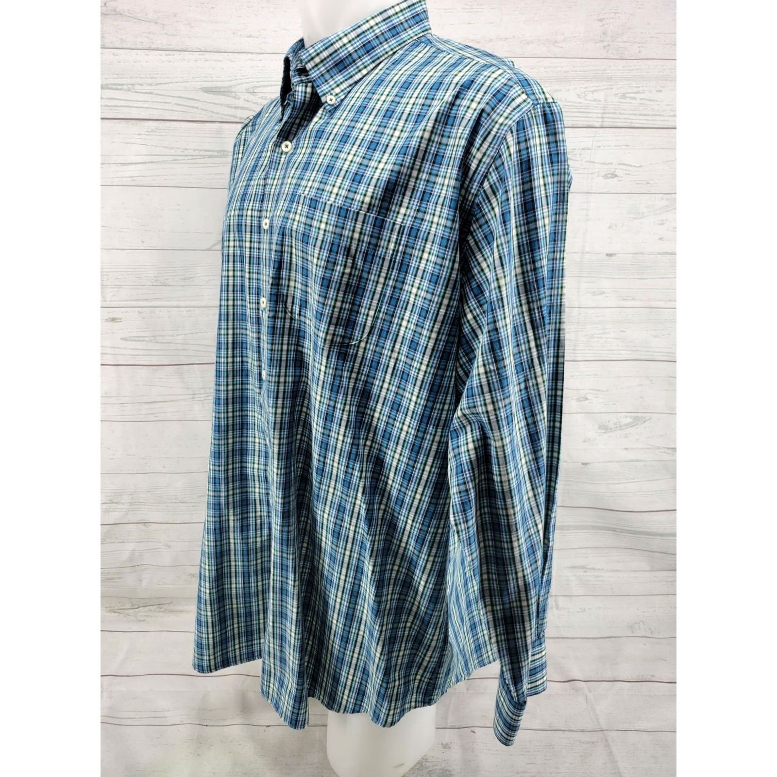 Peter Millar VINTAGE Peter Millar Long Sleeved Button Up Shirt Blue Plaid XXL Size US XXL / EU 58 / 5 - 2 Thumbnail