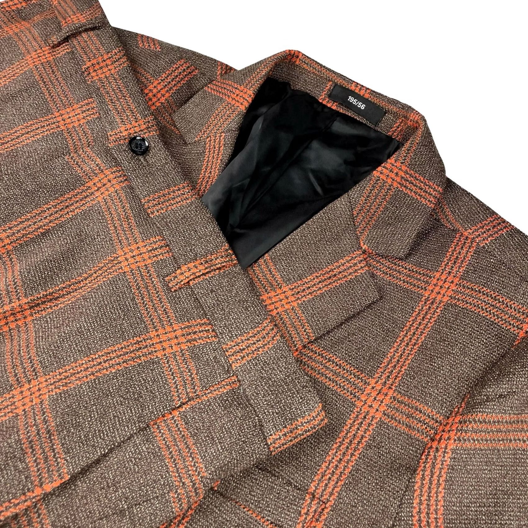 Vintage Bespoke Suit Men's 2-Button Brown Orange Plaid XL 44R 38x31 Size 44R - 2 Thumbnail