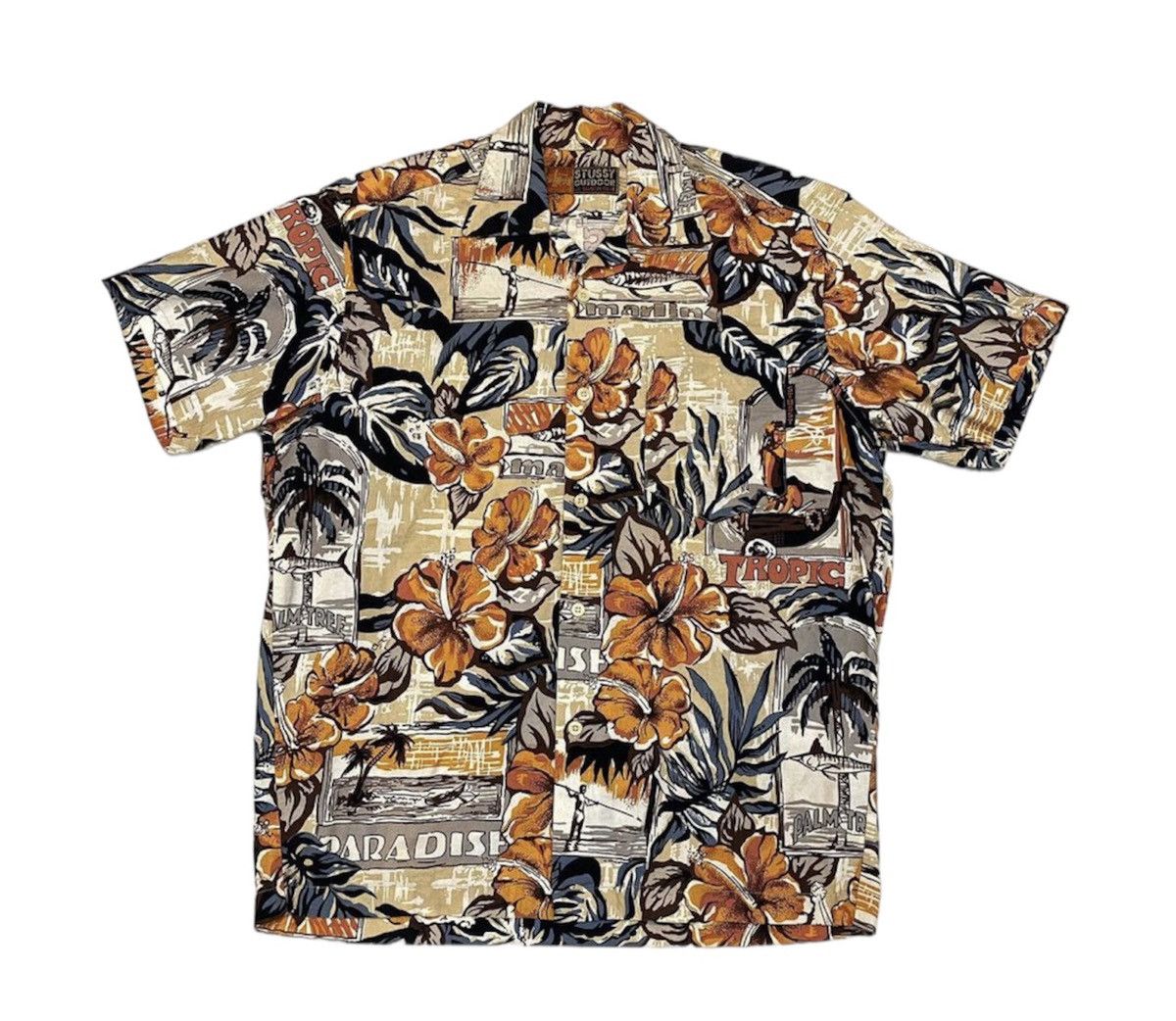 Vintage Vintage 90s Stussy Hawaii Open Collar Button Up Shirt 