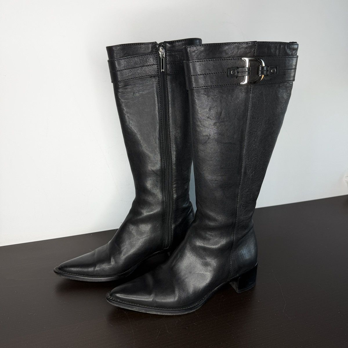 Dior Christian Dior Boots High Black Leather Size US 7 / IT 37 - 3 Thumbnail