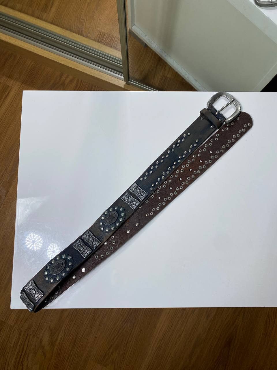 Vintage Vintage leather rhinestones belts BB Simon style punk y2k Size ONE SIZE - 11 Thumbnail