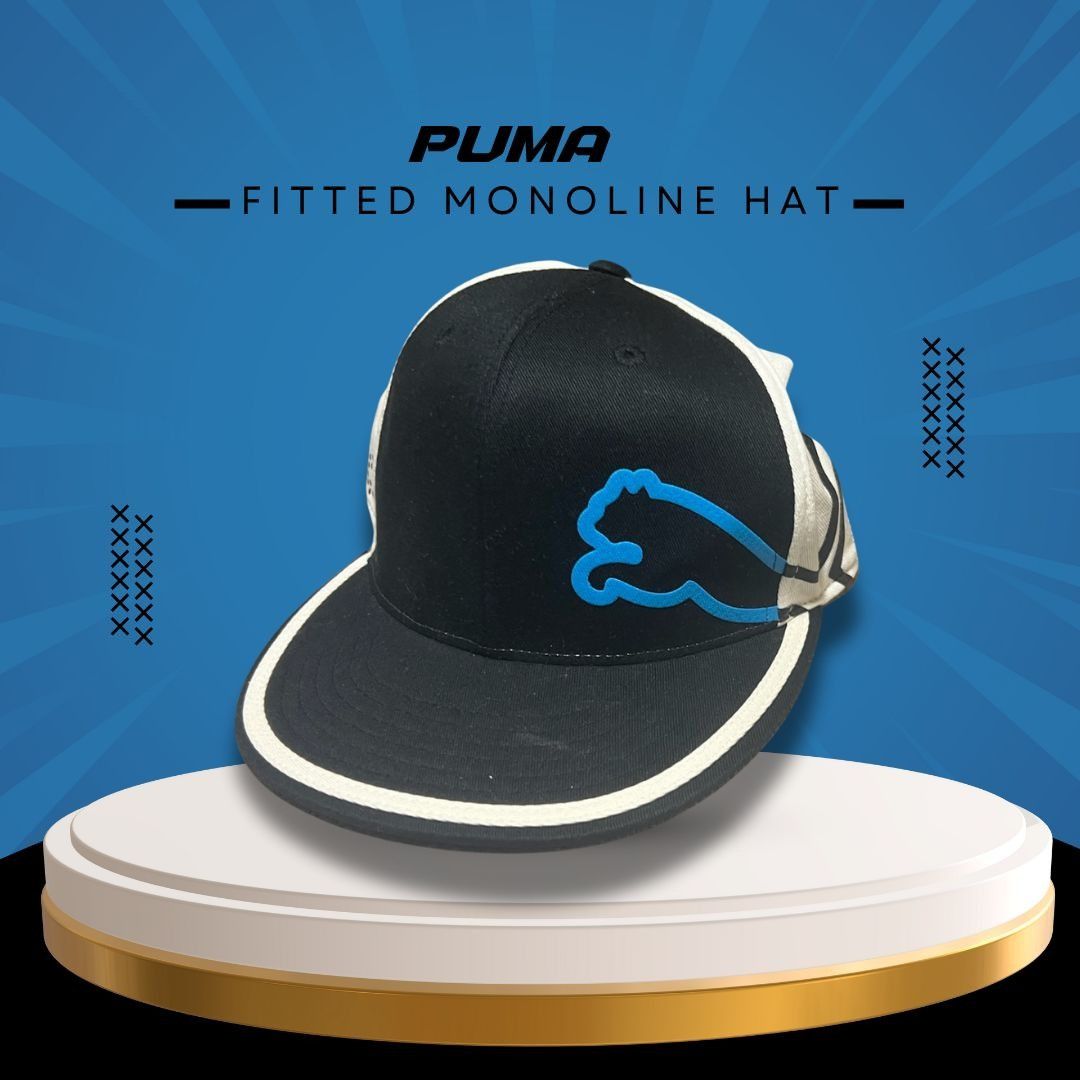 Puma Puma Fitted Monoline Hat L/XL Black & White With Blue Logo S Size ONE SIZE - 1 Thumbnail