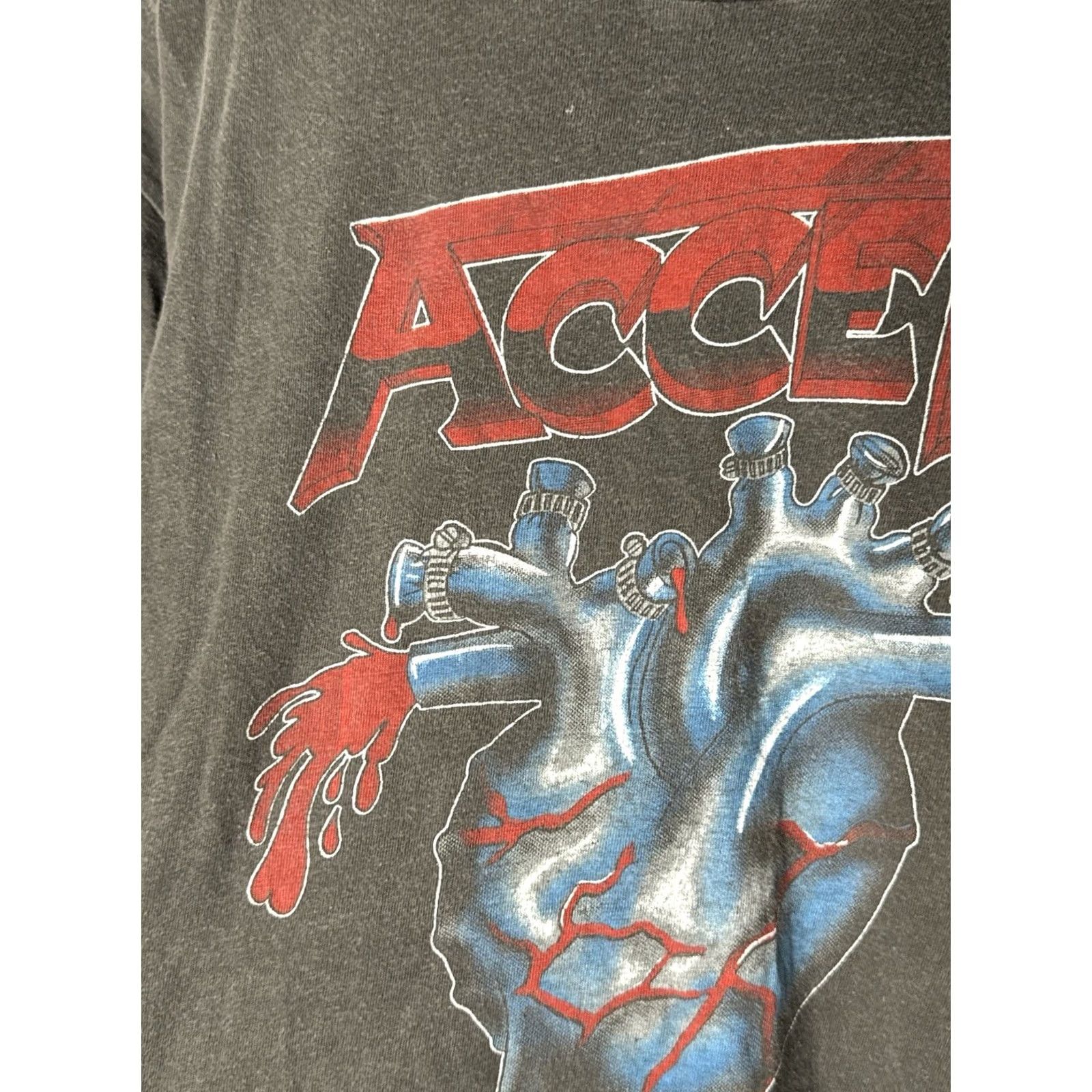 Vintage VINTAGE Accept Metal Heart Tour T Shirt Mens L Black 100% Cotton Front Back Crew Neck Short Sleeve USA 1985 Guitar Heavy Metal Rockit Rocket Size US L / EU 52-54 / 3 - 2 Thumbnail