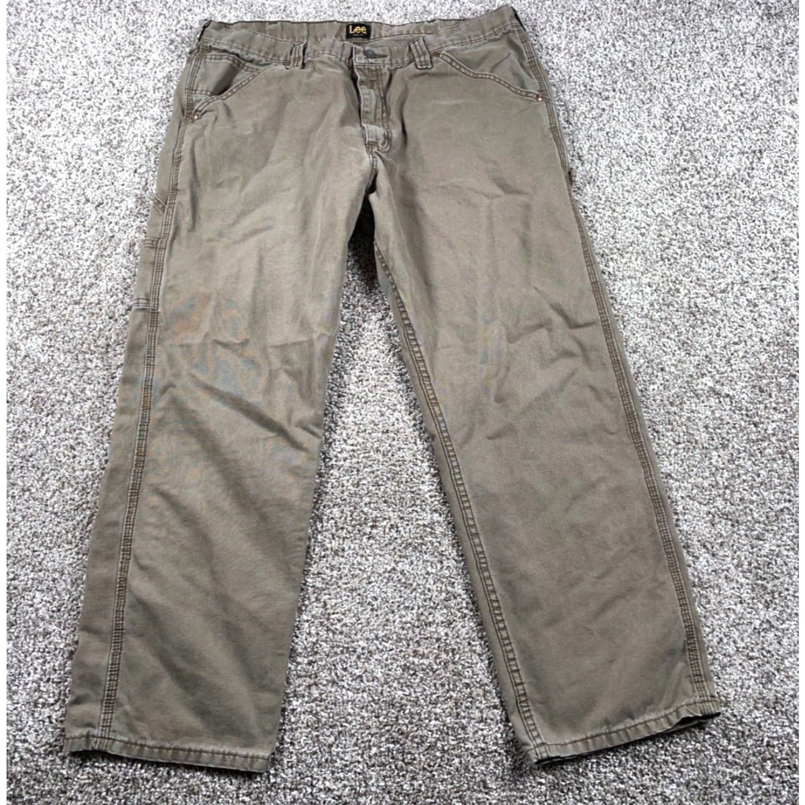 Lee VINTAGE Lee Canvas Carpenter Pants Mens 38 x 30 Brown Workwear Grunge Y2K Pants Size US 38 / EU 54 - 2 Thumbnail