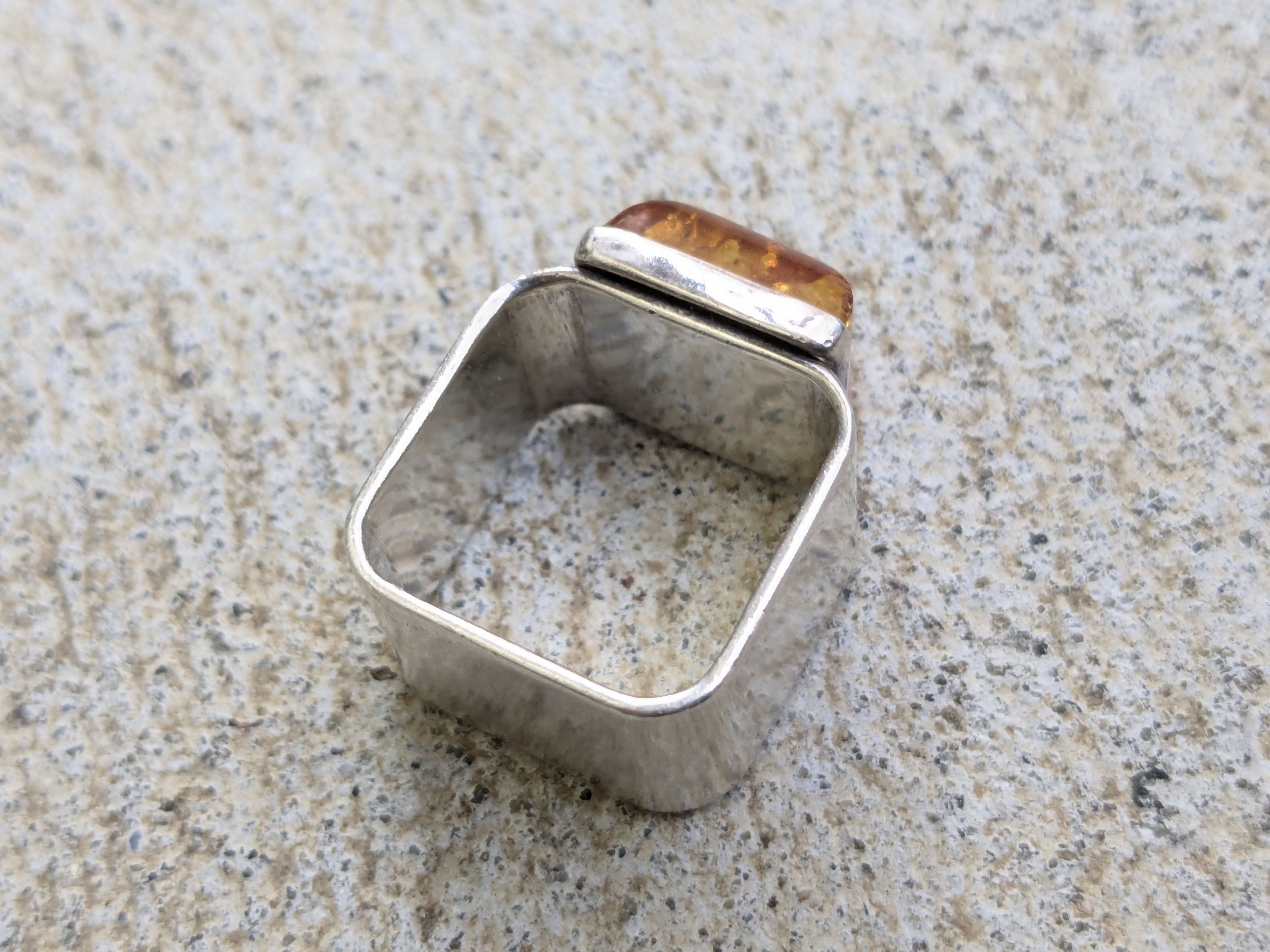 Vintage Vintage Sterling Silver Ring Size 9 Amber .925 Modern Size ONE SIZE - 7 Thumbnail