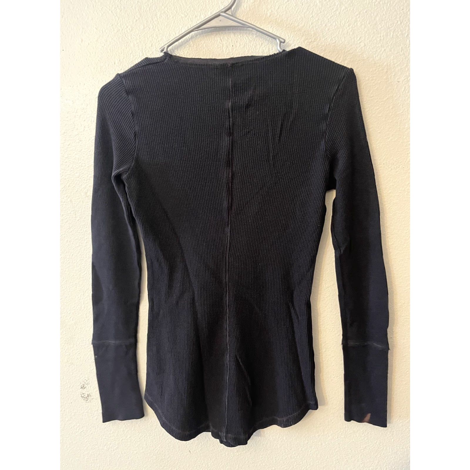 Splendid Splendid Women's Black Ribbed Scoop Neck Long Sleeve Tee Top XS Blouse Shirt Jersey Knit Pullover Cotton Size XS Womens Size XS / US 0-2 / IT 36-38 - 3 Thumbnail