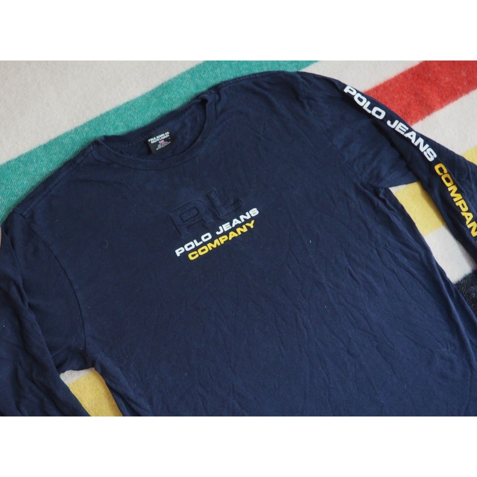Ralph Lauren VTG Y2k Polo Jeans Ralph Lauren Spellout Logo Navy Blue L/S Tee T-Shirt L Mens Shirt Long Sleeve Blue RL Polo Jeans Logo 90s 00s Shirts Size US L / EU 52-54 / 3 - 2 Thumbnail