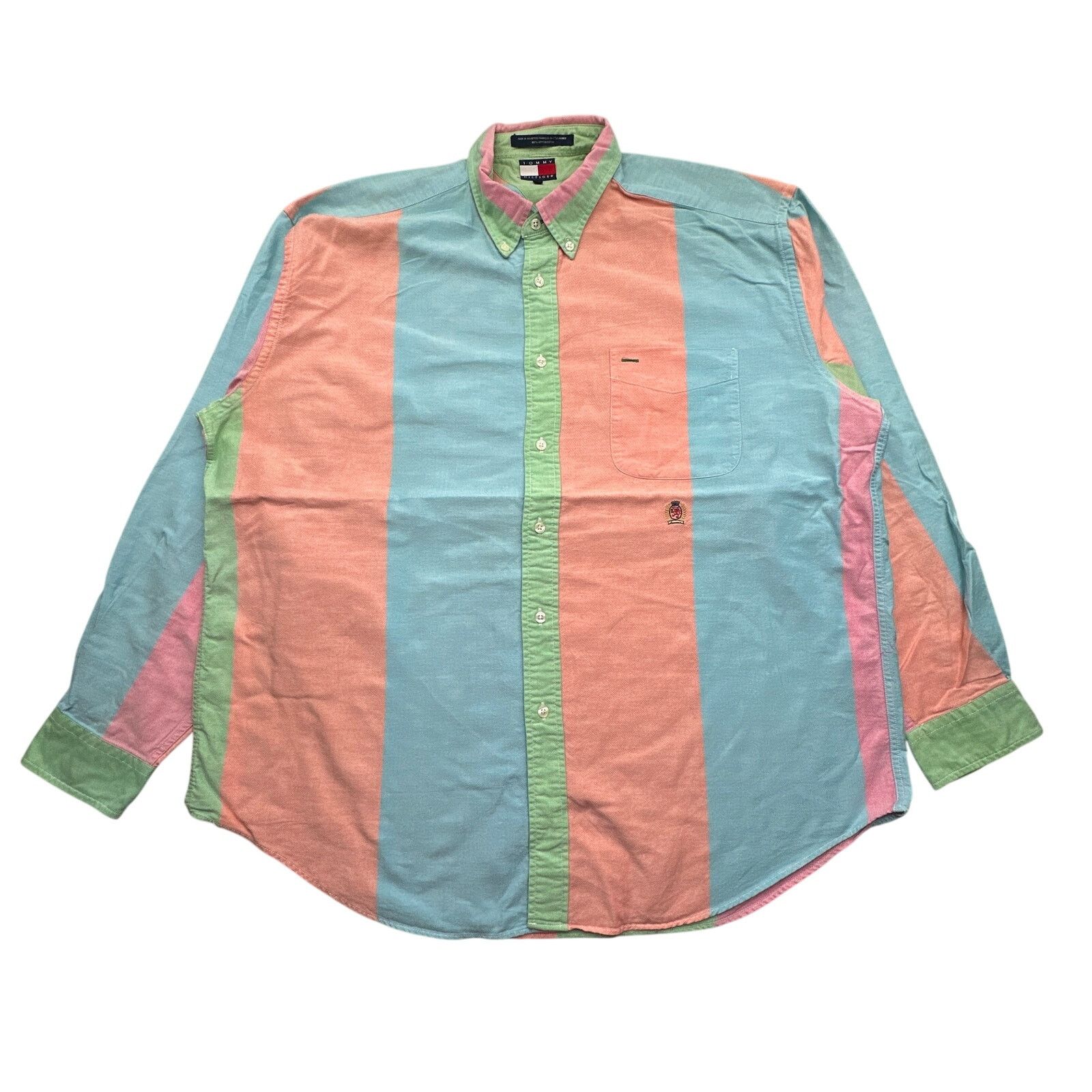 Tommy Hilfiger VTG Tommy Hilfiger Colorblock Long Sleeve Button Shirt XL Size US XL / EU 56 / 4 - 1 Thumbnail