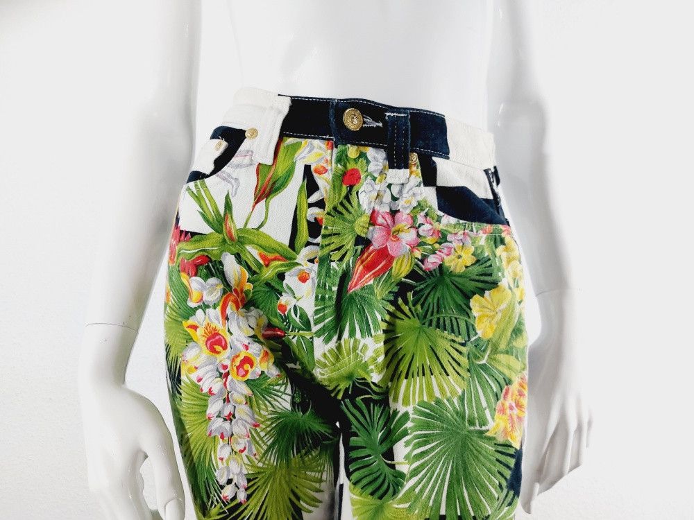 Versace Jeans Couture Versace Miami Tropical Palm Tree Checkered Pants Size 24" / US 00 / IT 34 - 4 Thumbnail