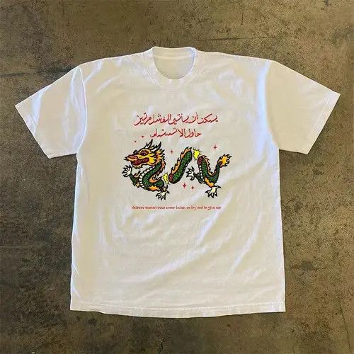 Other White casual retro dragon print tee Size US L / EU 52-54 / 3 - 5 Thumbnail