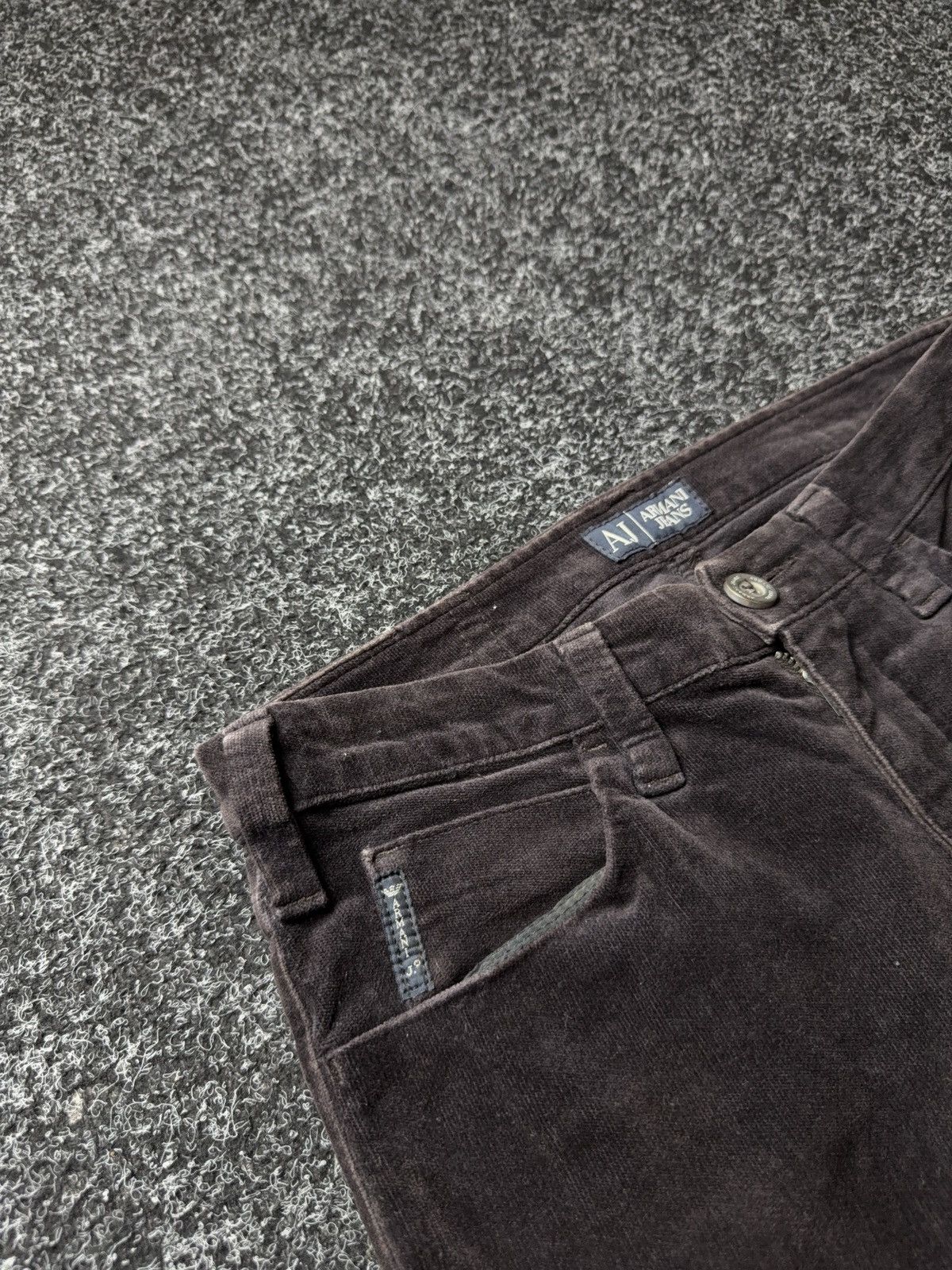 Armani Luxury 00s Armani Jeans AJ Velour Pants Brown Straight Y2K Size 28" / US 6 / IT 42 - 8 Thumbnail