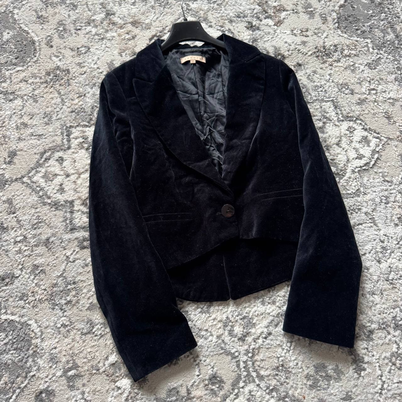 Sandro Sandro Velvet Velour Cropped Collared Blazer Jacket Size XS / US 0-2 / IT 36-38 - 3 Thumbnail