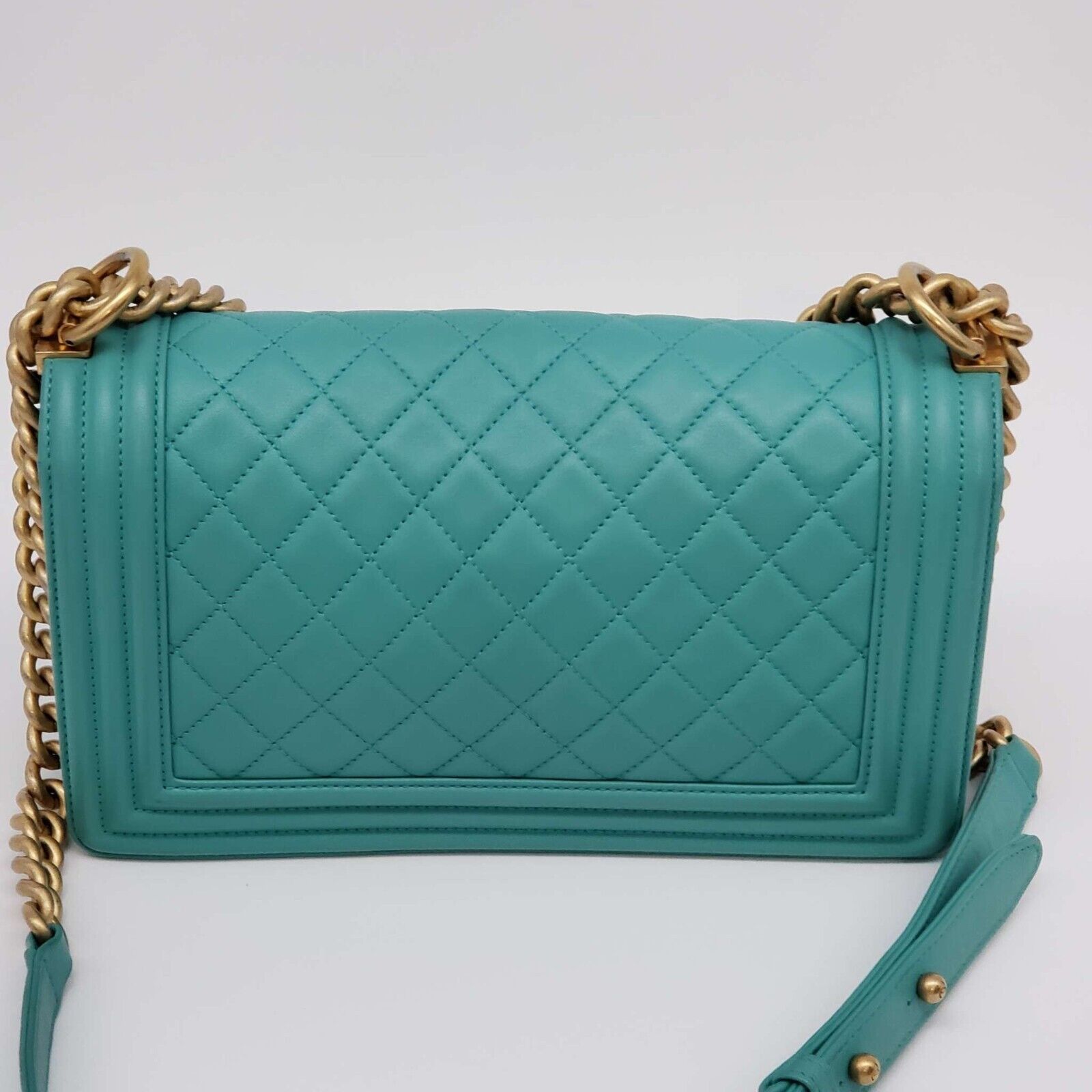 Chanel Authentic CHANEL Boy Green Leather Shoulder Bag 2650-080524 Size ONE SIZE - 3 Thumbnail